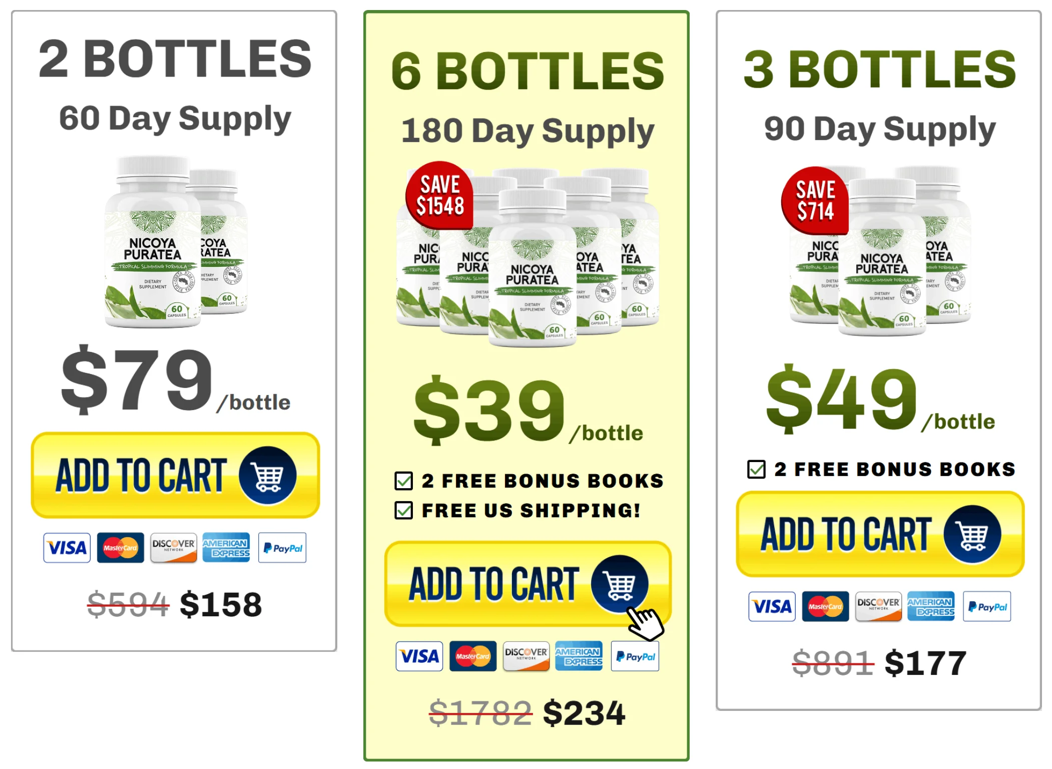 Nicoya PuraTea order page 1